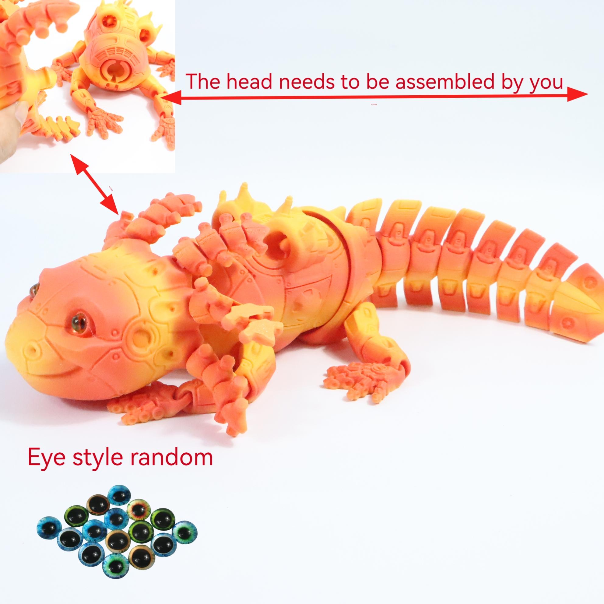 3D Printed Axolotl Figurine, Detailed Robot Axolotl Toy, Home Decor, Desk Ornament, Unique Gift for Robot & Future Collectors