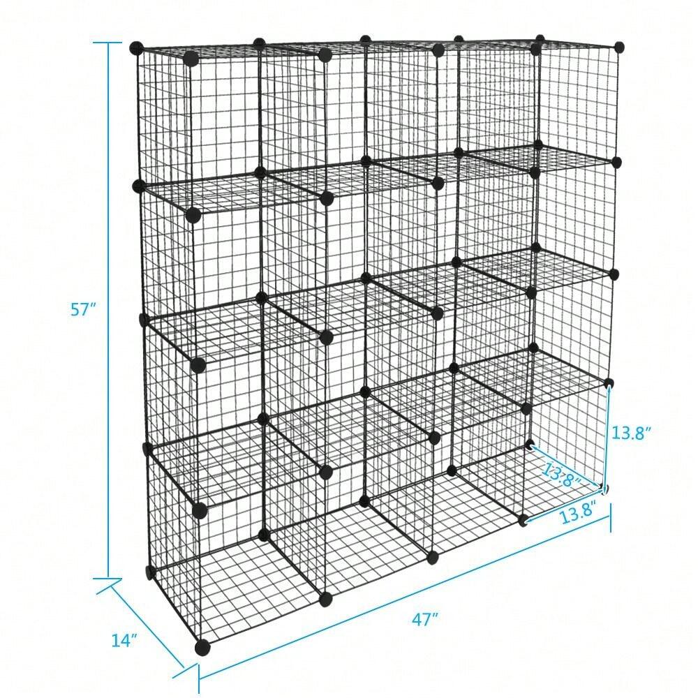 outstanding quality  1pc 16 Wire Cube Storage Origami Shees Metal Grid Multifunction Sheing Unit Modular Cubbies Organizer Bookcase