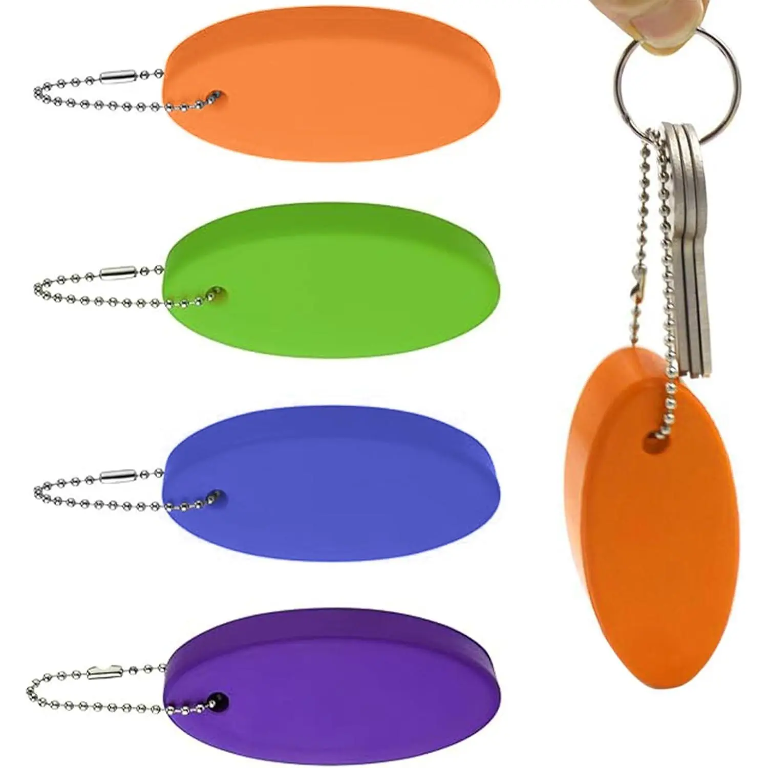 4-Pack Waterproof Floating Keychain for Boat Keys, Bright-Color Key Floats for Boating, Fishing, Outdoor Water Sports