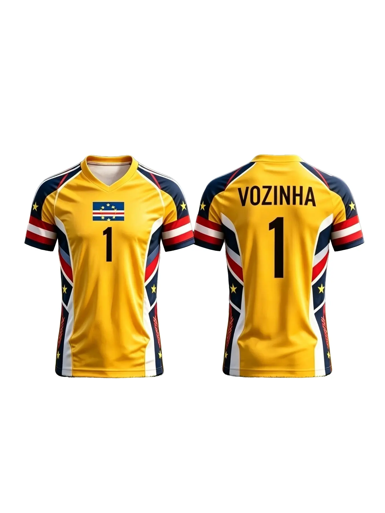 2026 Cape Verde Goalkeeper No.1 Soccer Jersey, Football Shirt, Summer Men's Sports T-Shirt, Unisex Long Sleeve, Breathable and Moisture-Wicking, Casual Style