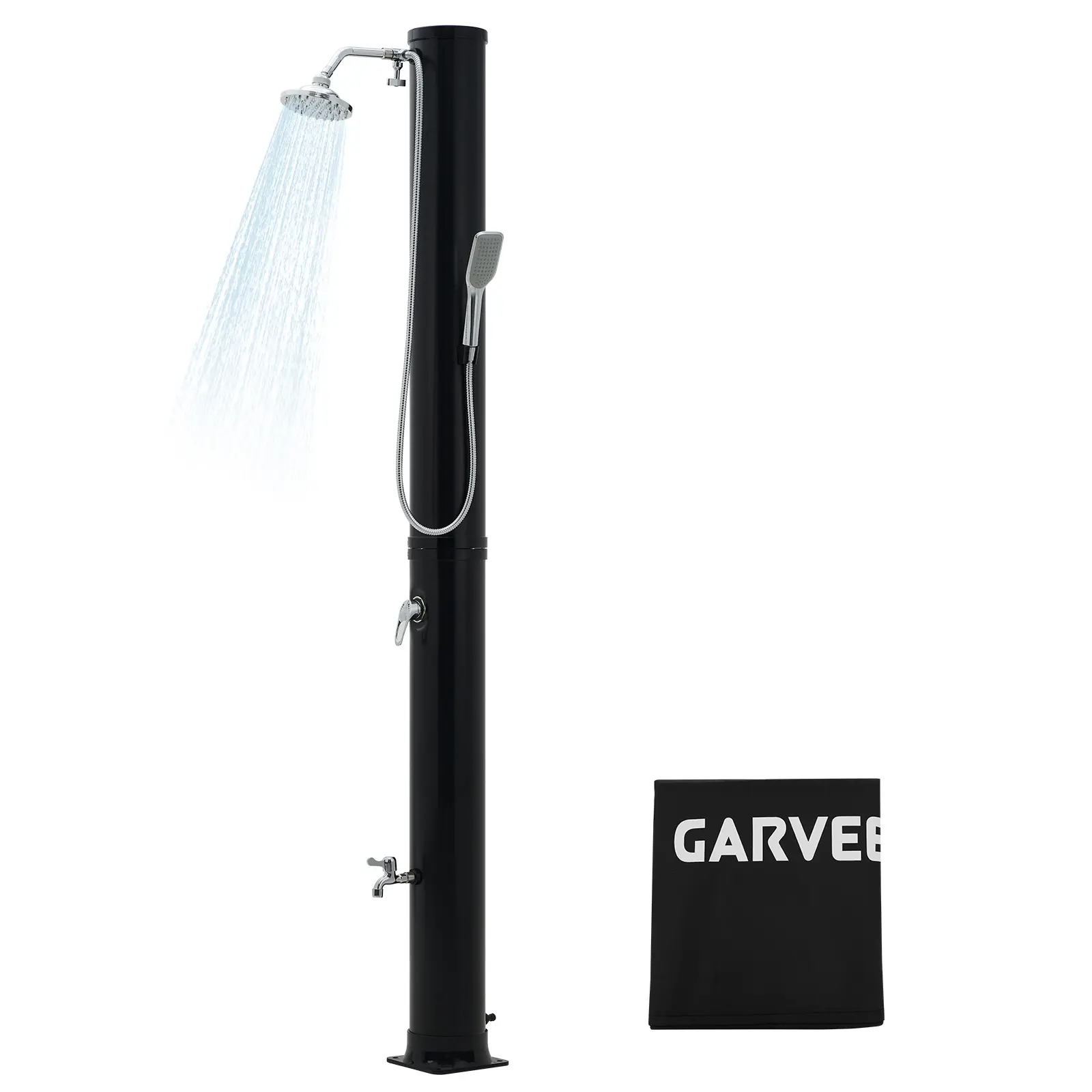 Superior Outdoor Octagon Shower for Garden Pool Sauna, 35L Capacity Solar Heated Shower with Handheld Sprayer, Freestanding Poolside Shower with Protective Cover