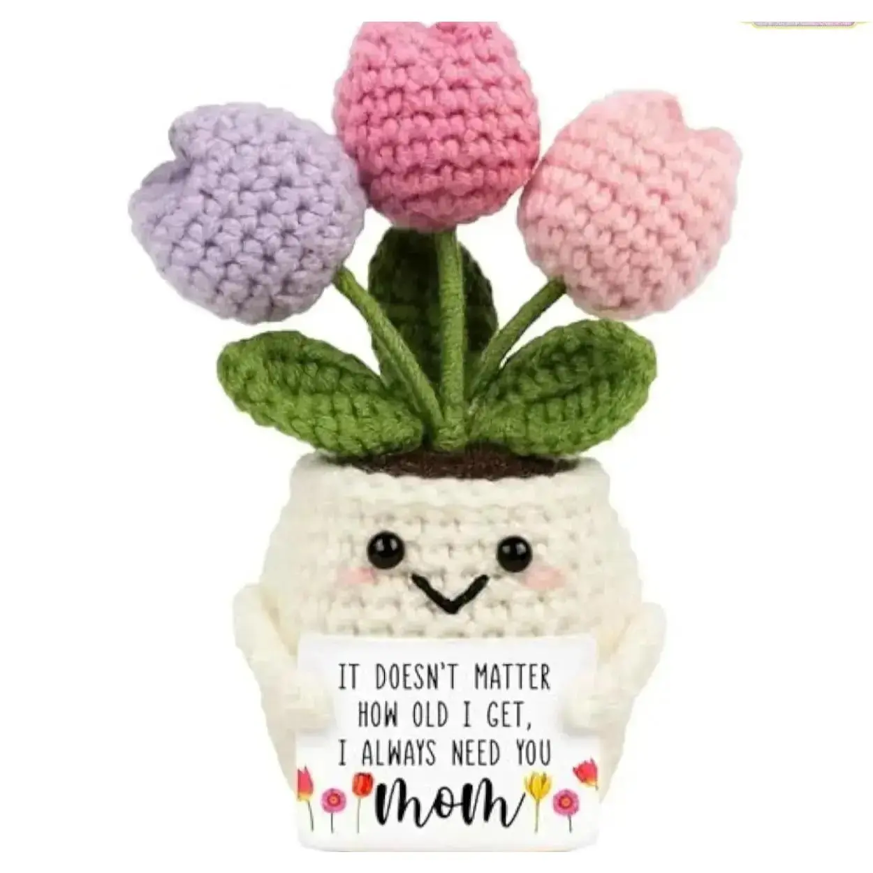 Handmade Crochet Tulip Yarn Doll, Cute Soft Flower Decor, Mothers Day Gift, Mom Gift, Perfect Birthday Keepsake & Aesthetic Desk Accessory, Mom Gifts