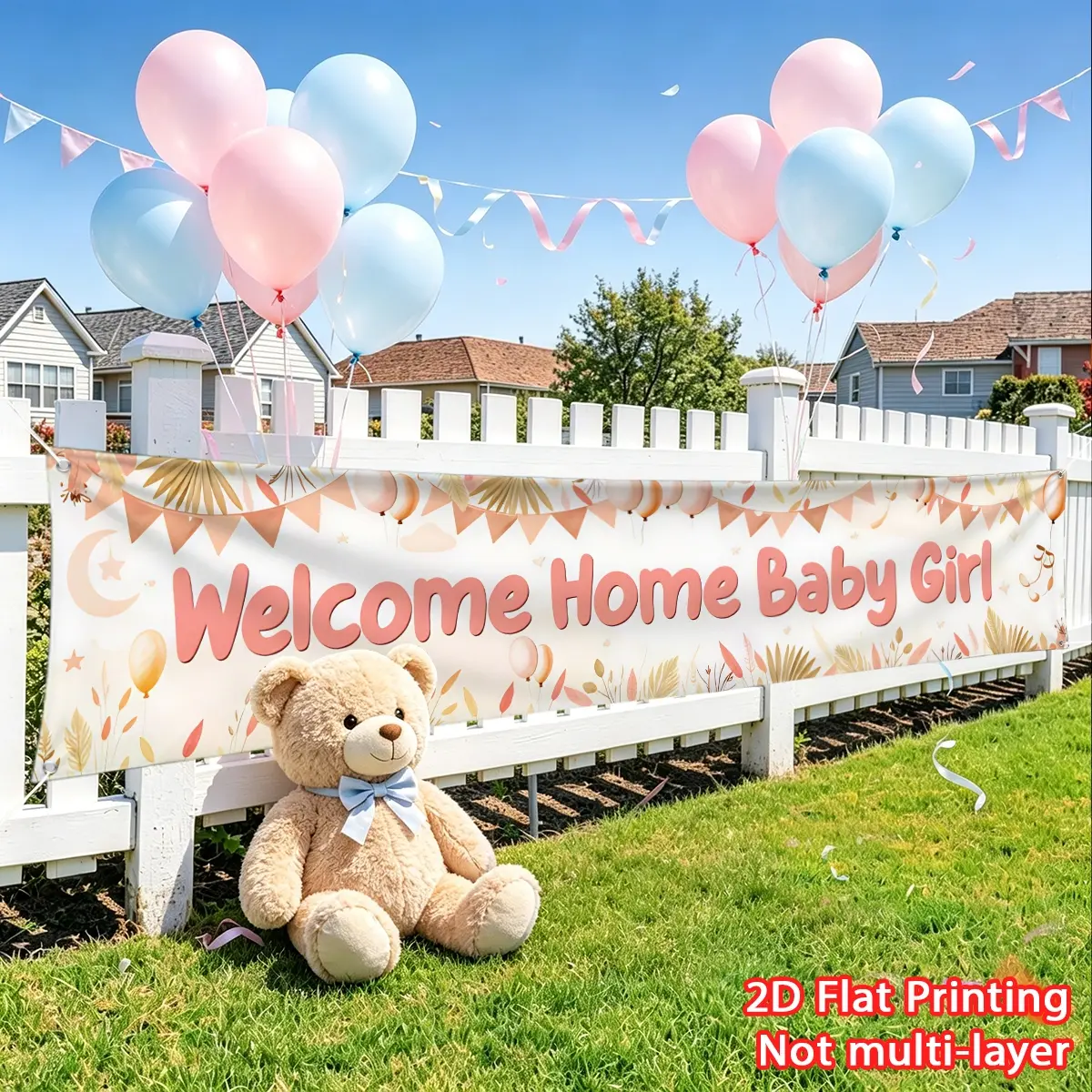 1pc Baby Party Banner Warm Pink Welcome Home Girl Treasure Banner Fence Decoration Banner, Large Banner HD Printing Suitable for Baby Party Decoration, Home Party Decorations, Fence Decoration