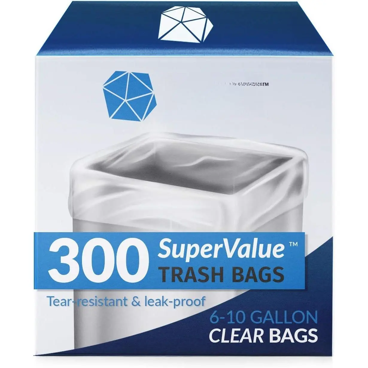 6-10 Gallon Trash Bags | 300 Bags | Clear | Bathroom |  | Garbage