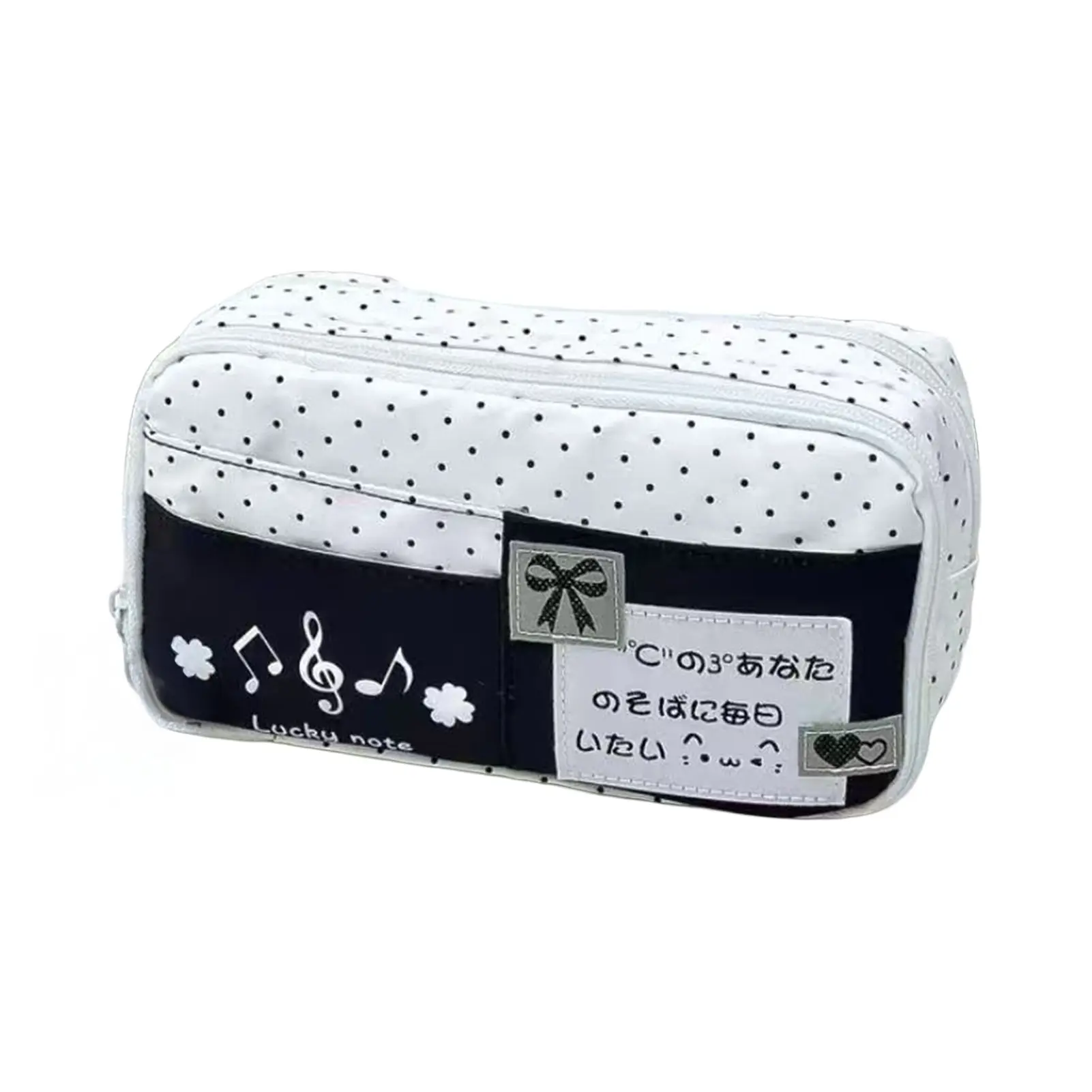 Girls' Heart Dot Pattern Multi-Layer Pencil Case, Large Capacity Stationery Organizer, Nylon Material, Perfect for School Supplies