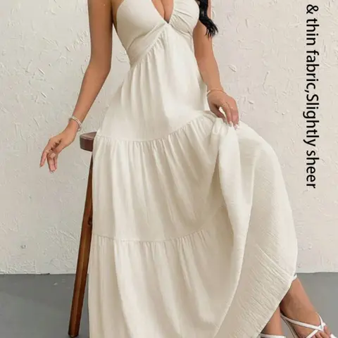 【Black Friday】Women's Plain Dress, Casual Sleeveless Backless Dress for Beach Holiday Vacation, Ladies Summer Clothes#GLOBAL PICKS