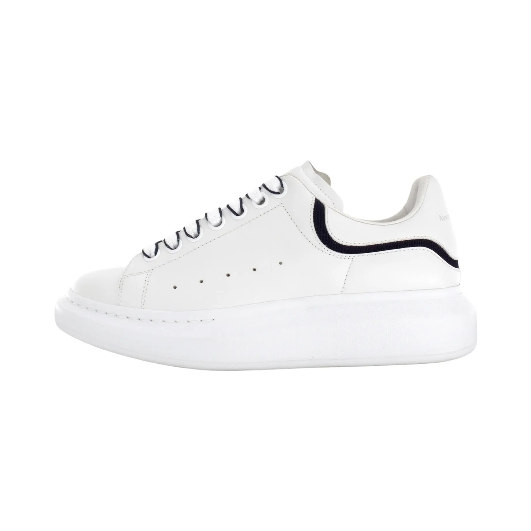 Alexander McQueen Men's Oversized Leather Casual Trainer - Lace-Up, Thick Sole, White Footwear - Maison Mihara Verifiable with Credentials & Global Authentication Support