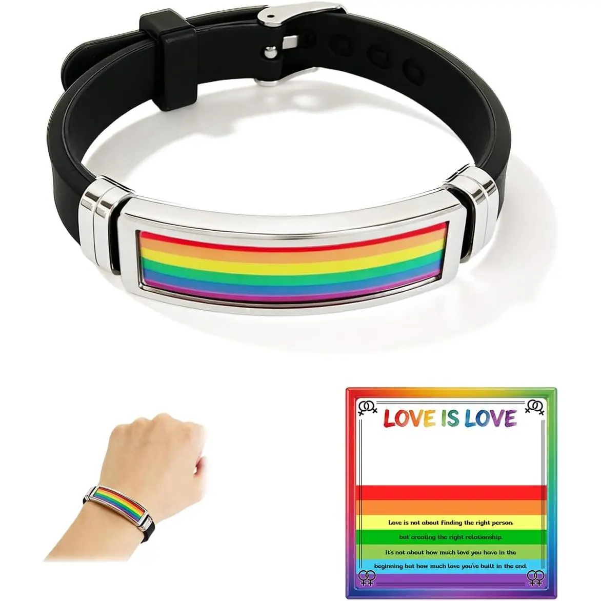 Pride Rainbow Bracelet, Watchband Style Lgbt Pride Accessories, Lgbtq Flag Wristband, Colorful For Men Women Parades Community Events Presents