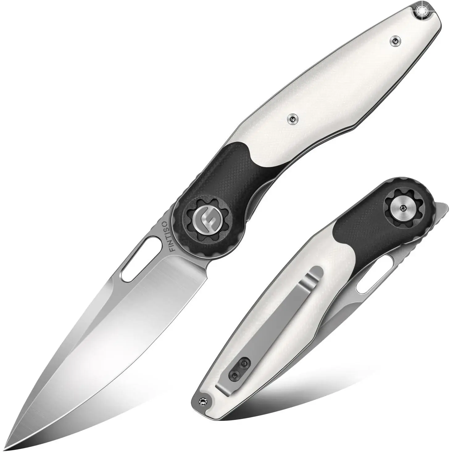 FINTISO ROOK Series Pocket Knife - 3.5" Folding EDC Knife with Premium 14C28N Blade, Bicolour G10 Handle, Pocket Clip for Men - Ideal for Camping, Outdoor Activities