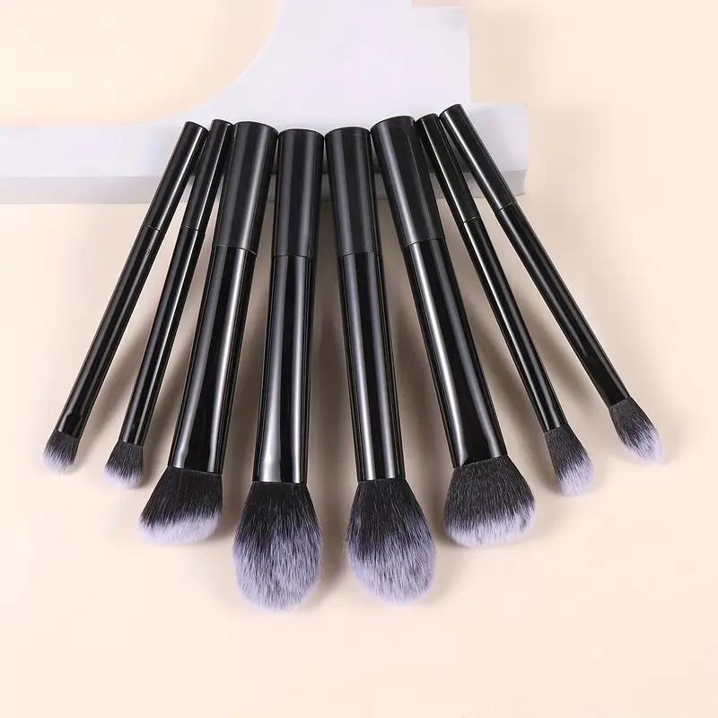8-Piece Portable Makeup Brush Set, Includes Foundation, Blush, Concealer, Eyeshadow & Highlight Brushes, Ideal for Light Skin Tone