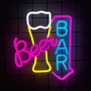 Beer Neon Sign  Bar Neon Light Sign for Wall Decor Led Neon Beer Sign for Man Cave Home Bar Store Cafe Pub Club Shop Beer Bistro Party Hotel Decor Gifts