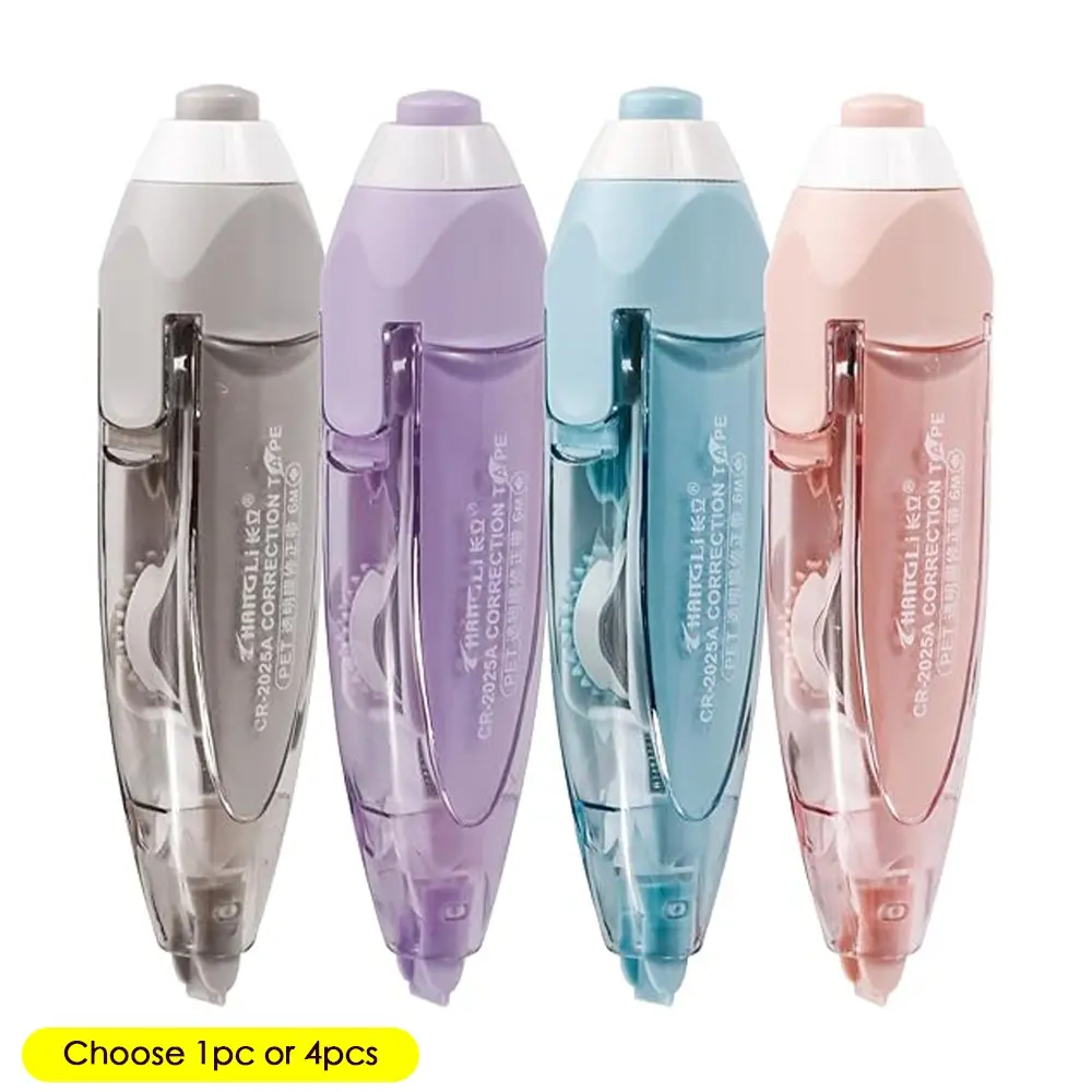 1/4 Pack Press-Button Refillable Correcting Pen, Convenient Pen Design, Ideal for Writing Corrections, Office Supplies, Writing Tools, Writing Instruments