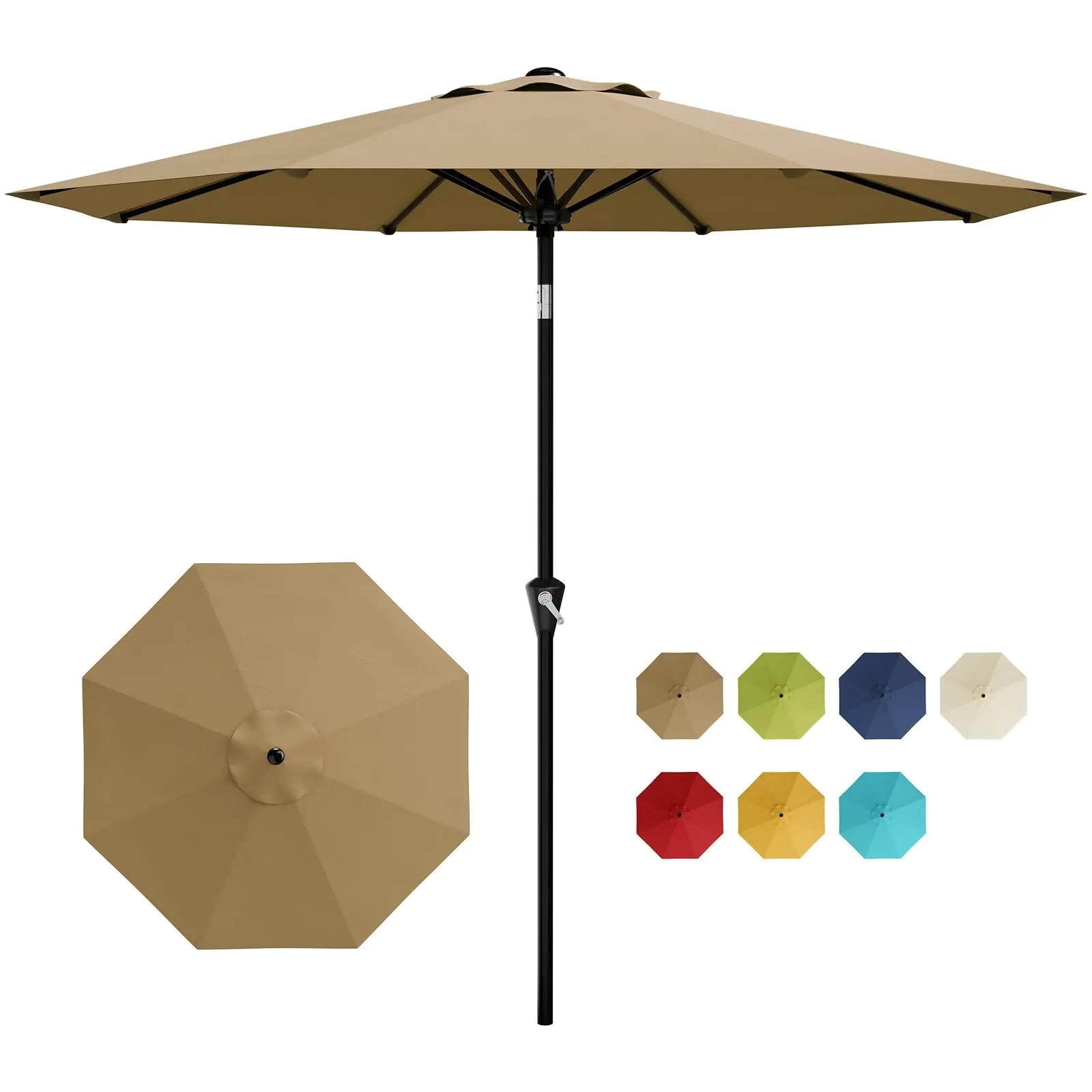 9FT Patio Market Umbrella - Smooth Crank Lift, Push Button Tilt, 8 Sturdy Ribs, UV-Protective, Waterproof for Outdoor Use in Pool, Deck, Yd - Multiple Colors Available
