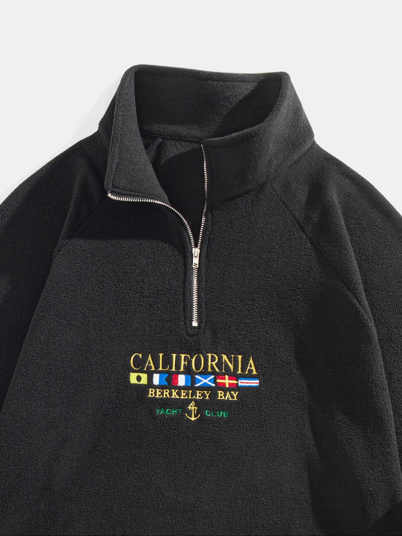 Men's Letter & Flag Embroidery Zip Up Sweatshirt, Casual Raglan Sleeve Long Sleeve Stand Collar Sweatshirt for Fall & Winter, Fashion Men's Clothes for Daily Wear