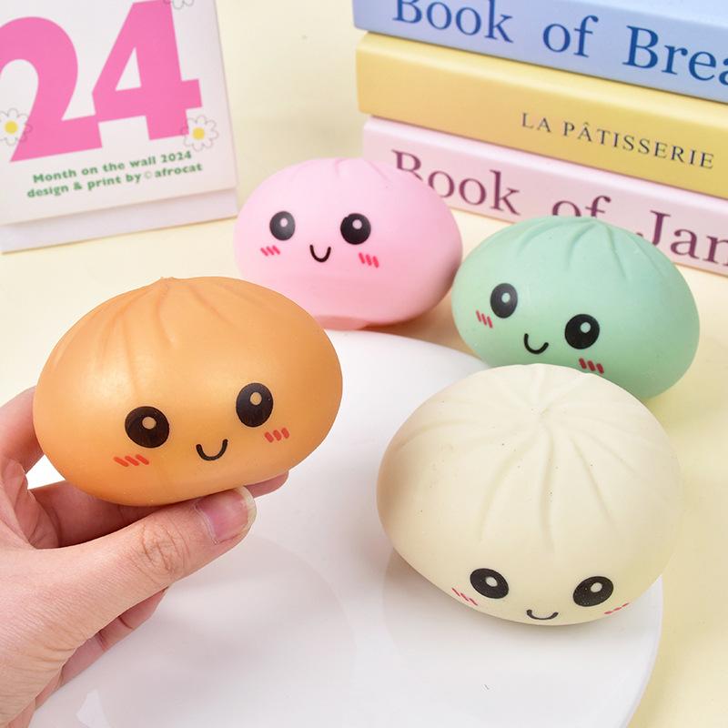 Funny Realistic Chinese Bun Squishy Dumpling Stress Ball in Mini Steamer Oddly Satisfying ASMR Fidget Toy Soft Dough-Like Squeeze Toy for Anxiety & ADHD Relief| Cute Desk Accessory & Stocking Stuffer| Party Gift for Easter Halloween Christmas Thanksgiving