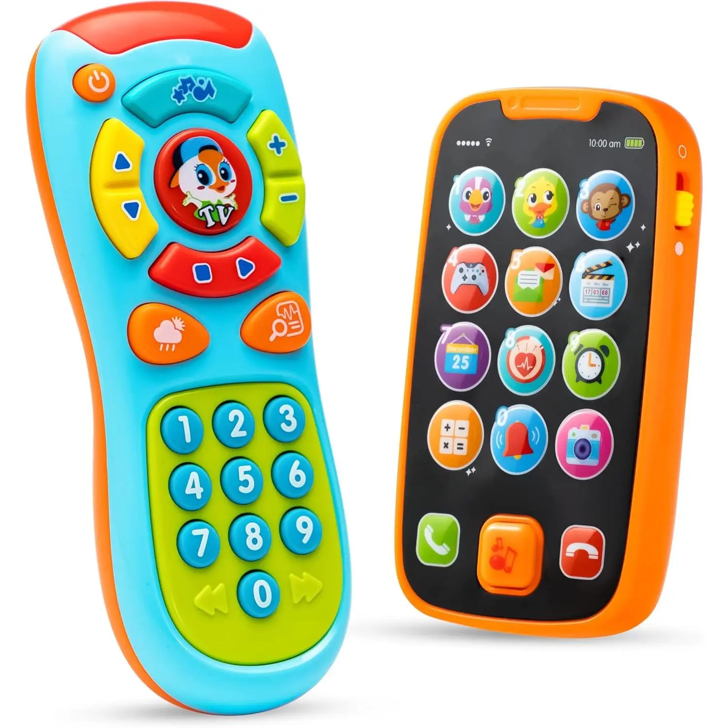 Unisex Baby Learning Phone & Remote Toy - No-Screen Smartphone Toy with Music for Toddlers, Holiday Stocking Stuffers, Kids' Birthday Gift (New Model)