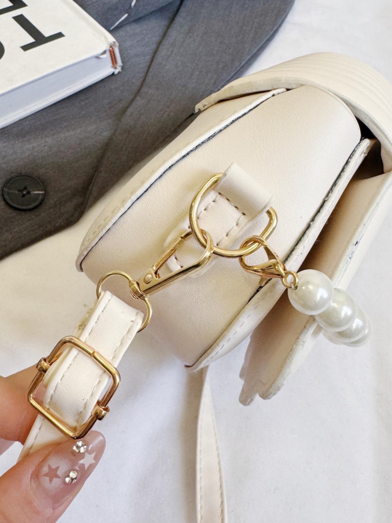 Women's Elegant Shell Shaped Bag, Fashionable Pearl Decorated Crossbody Bag for Daily Used, Casual Trendy Versatile High-quality Daily Commuting Bag
