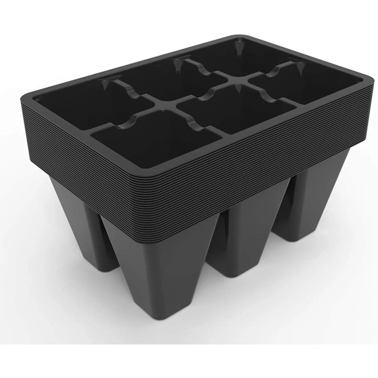 30 Pack 6-Cell Seed Starting Tray for Seedlings,  Starter Trays with Drainage Holes for Seed Germination, 5.4x3.7 inches, Black