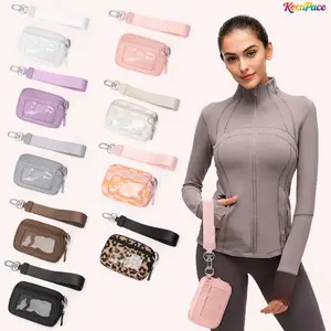 Cute Mini Wristlet Wallet For Women, Waterproof Zipper Card Holder With Detachable Wrist Strap & Clear ID Window, Multi-Pocket Compact Coin Purse Ideal For Running, Travel, Beach Summervibes Outfits & Sweet Gift For Ladies