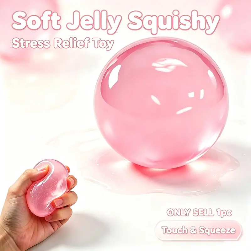 Transparent Coconut Malt Ball, Handmade Stress Relief Toy, Multiple Colors, Portable Fidget Toy, Squeeze Fidget Ball for Adults, Office Desk Relaxation Tool