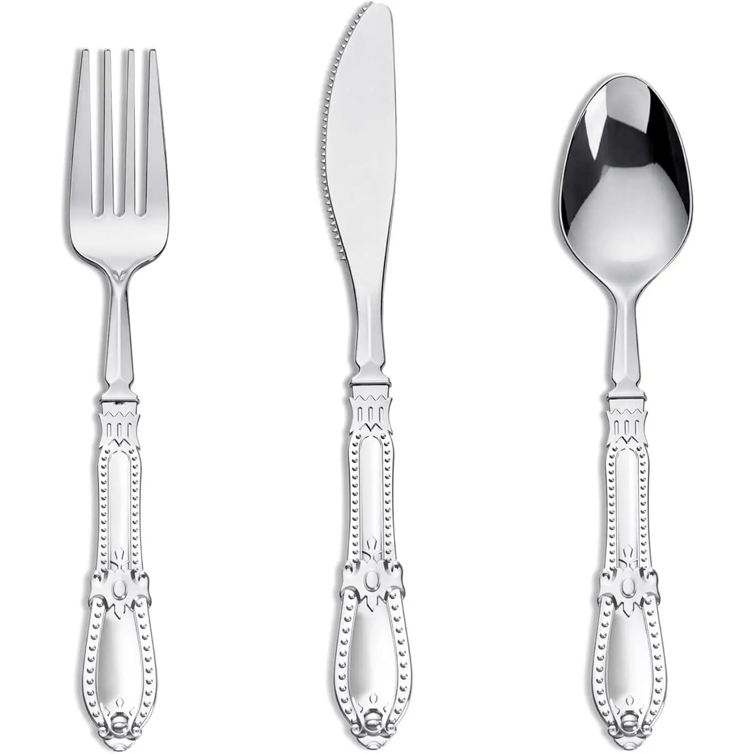 90 count  Plastic Silverware - Heavy Duty Disposable Cutlery Set, Luxury  Plastic Utensils include 30 count of Forks, Spoons, .  for Wedding, Party, Daily Use
