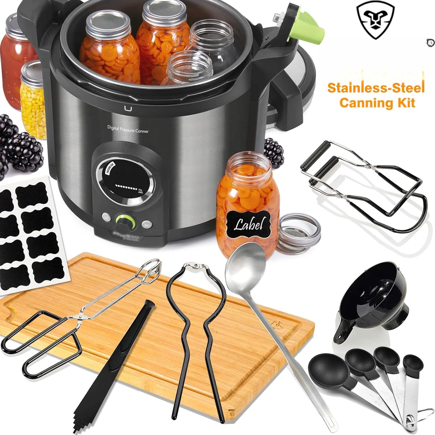 Canning Kit, Canning Supplies Starter Kit, Grade Stainless Steel Canning Set for Beginner,Canning Essential Tools for Water Bath & Canner, Canning Accessories Equipment for Pot, Black Canning Kit, Canning Supplies Starter Kit, Grade Stainless Steel Canning Set for Beginner,Canning Essential Tools for Water Bath & Canner, Canning Accessories Equipment for Pot, Black