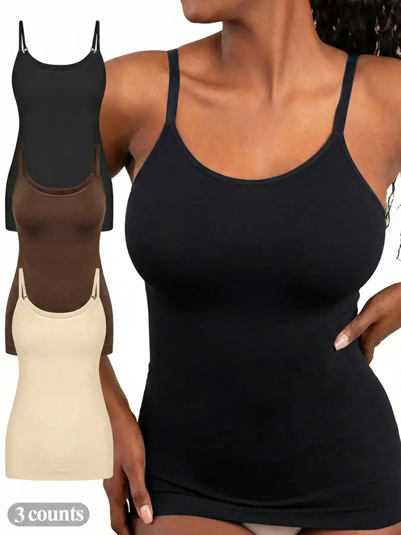 Women Solid Color Adjustable Strap Camisole, Lightweight Elastic Longline Top, Casual Lounge Wear, All Seasons Street Style, Casual Sleeveless Top