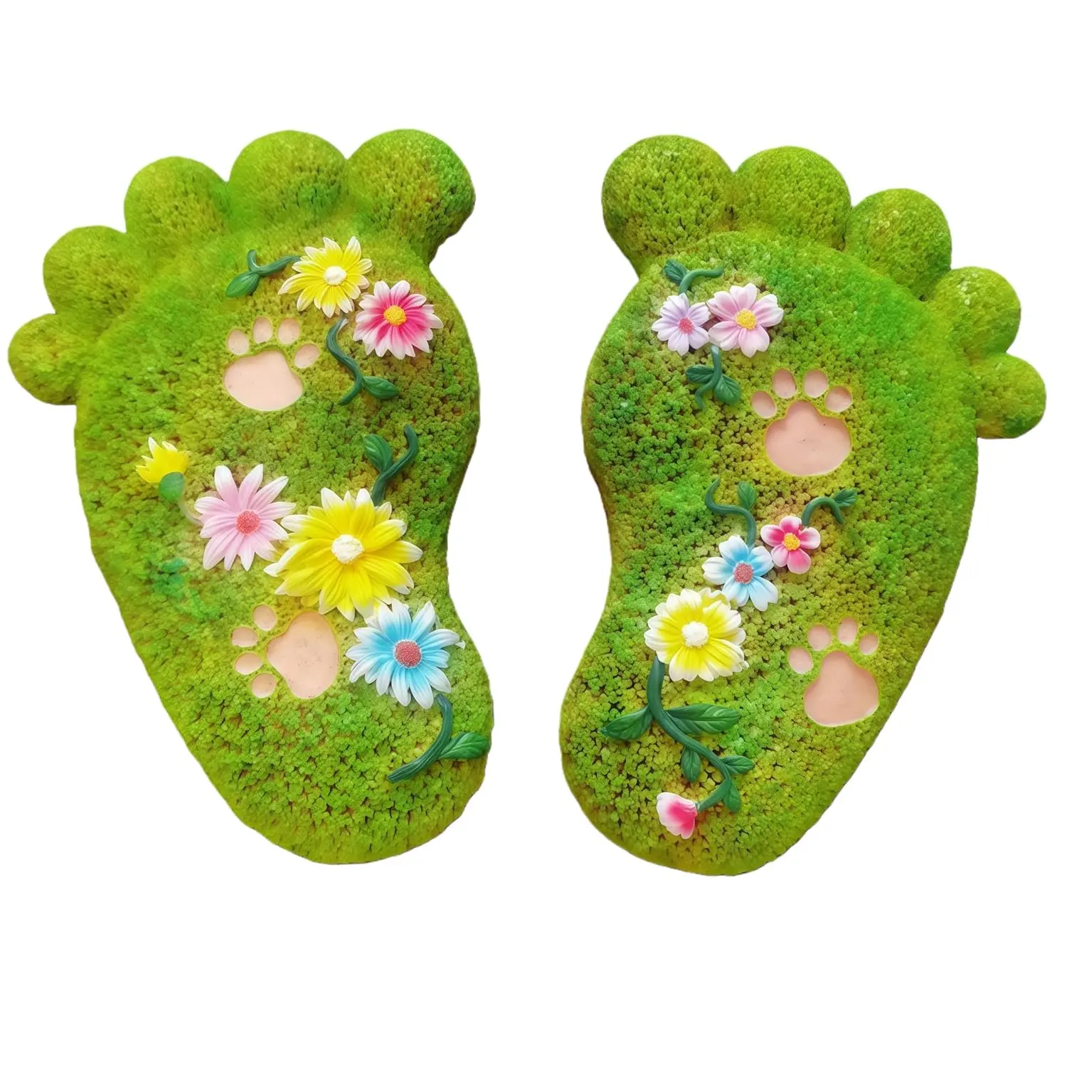 Garden Stepping Stones - Outdoor Decorations for Courtyards,  Footprint Stones, Lawn Stepping Stones Set,  (2- Set)