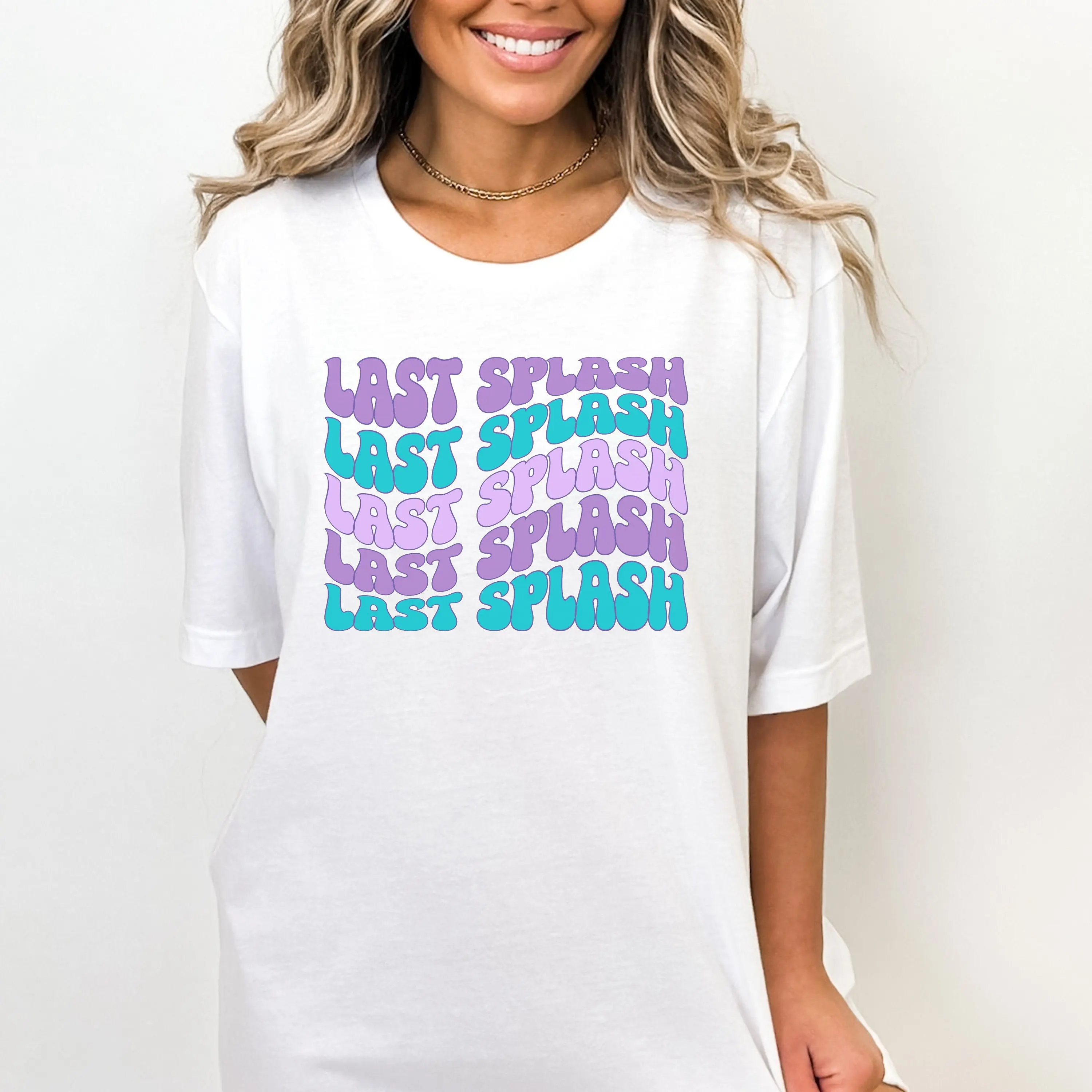 Last Splash Graphic Tee Clean Finish Heavyweight Premium Cotton Tshirt Front Print Wavy Bachelorette Top Women Short Sleeve Crewneck Top Best Gift Men Loose Casual Top