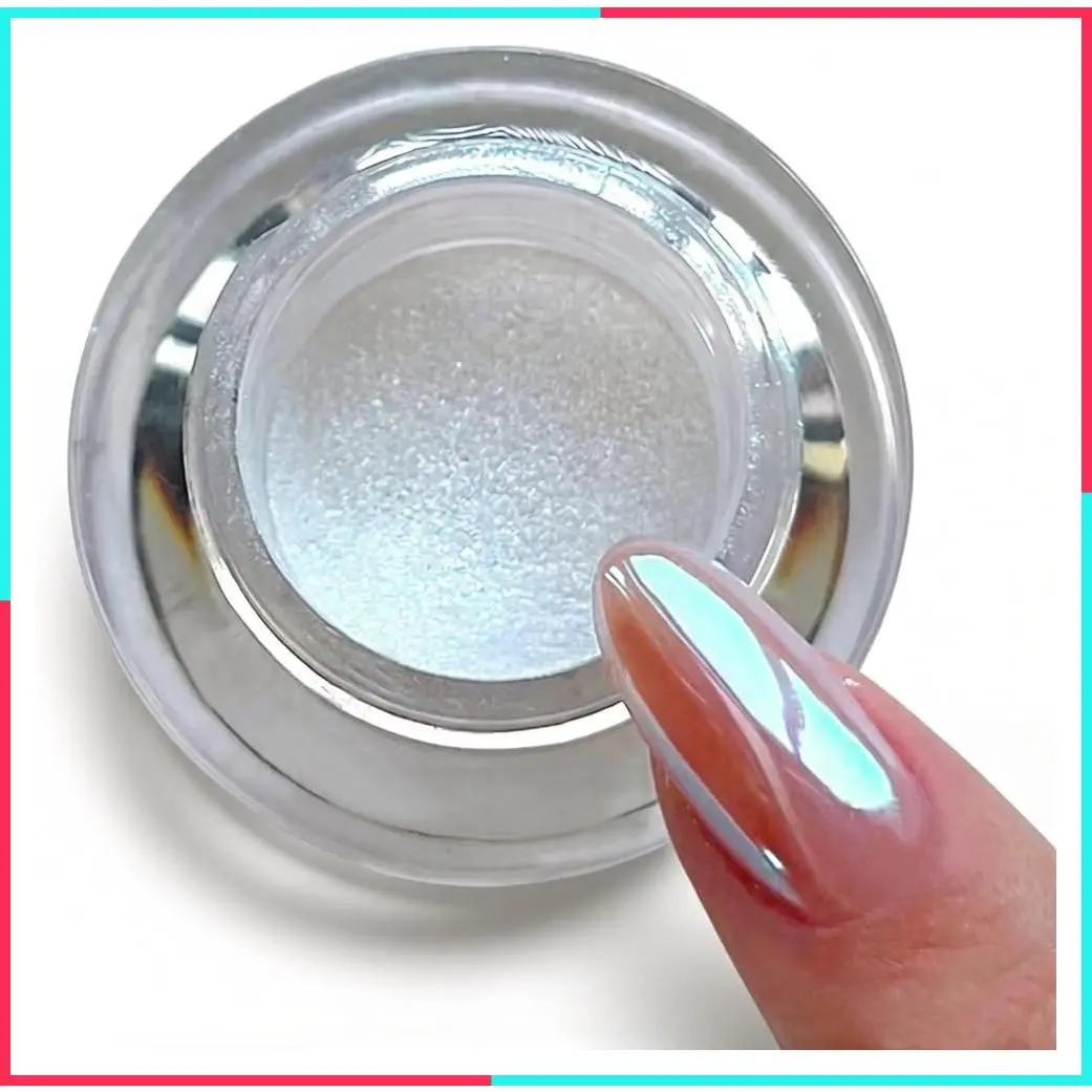 Moonlight Chrome Nail Powder, Glossy Aurora Mermaid Unicorn Chrome Powder for Nails, Iridescent Unichrome Nail Art Glitter Decoration for Home DIY Salon Manicure Pigment