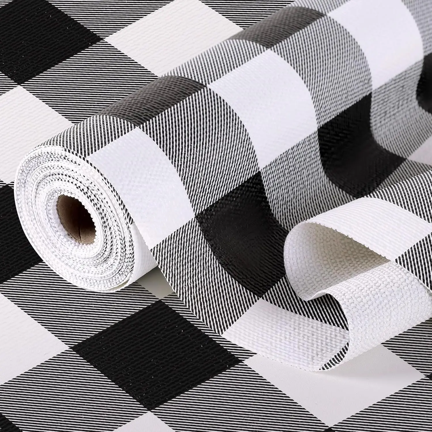 Shelf Liner for Kitchen Cabinet, Non-Adhesive Drawer Liner Protector, Non-Slip  Grip Thickened Checkered Contact Paper for Cabinets, Dresser, Cupboard, Pantry, Black/White,  11.8In x 10FT