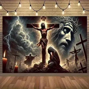 Joubert's “The Passion of Christ” Canvas Wall Art, Christ on the Cross Wall Decor, Christian Posters and Prints, Church Prayer Rooms, Living Rooms, Offices, and Hospitals