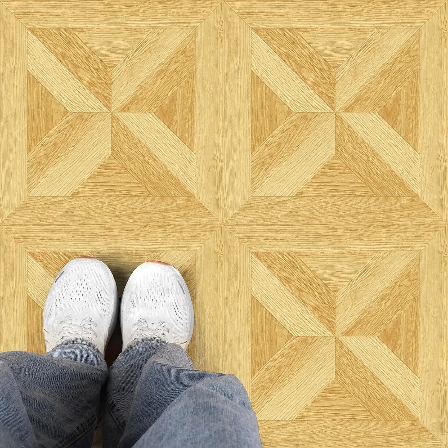 Light Oak  Vinyl Flooring Roll Peel and Stick Floor Tile  Parquet  Look Stick  Vinyl Floor Tiles for Kitchen Bathroom RV Self Adhesive Laminate Linoleum Flooring Planks
