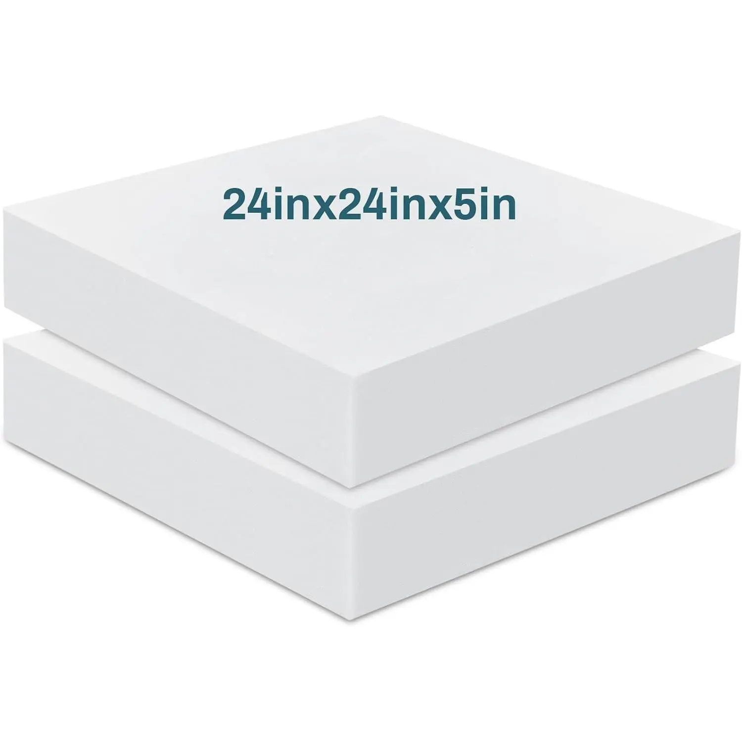 2-Pack 5"x24"x24" High-Density Upholstery Foam Cushion Pad, Cut to Fit Square Replacement for Couches, Chairs, DIY Cosplay Projects (White)