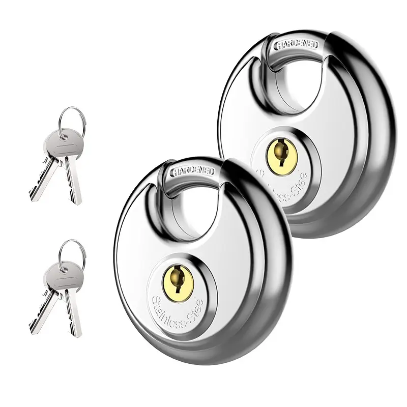 2/3 pcs, Disc Lock for Storage Unit Locker Lock with Key 2-3/4"(70mm), Stainless Steel Keyed Padlock with Keys, Outdoor Waterproof Storage Lock