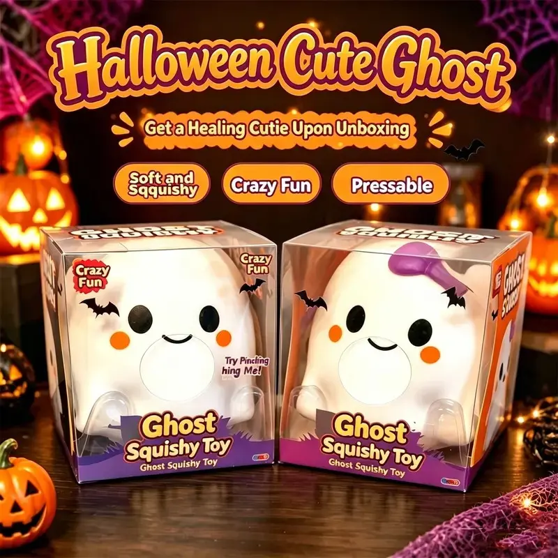 Halloween Ghost Stress Relief Toy, Soft Slow-Return Squishy Fidgets Compression Toys, Creative Party Decor Gift, Cute Unisex Design