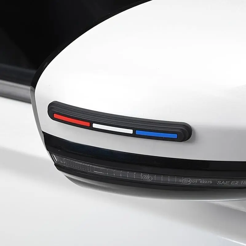 4-Piece silicone car door edge protective cover - red, white, blue trim - scratch and collision protection, suitable for front doors and rearview mirrors