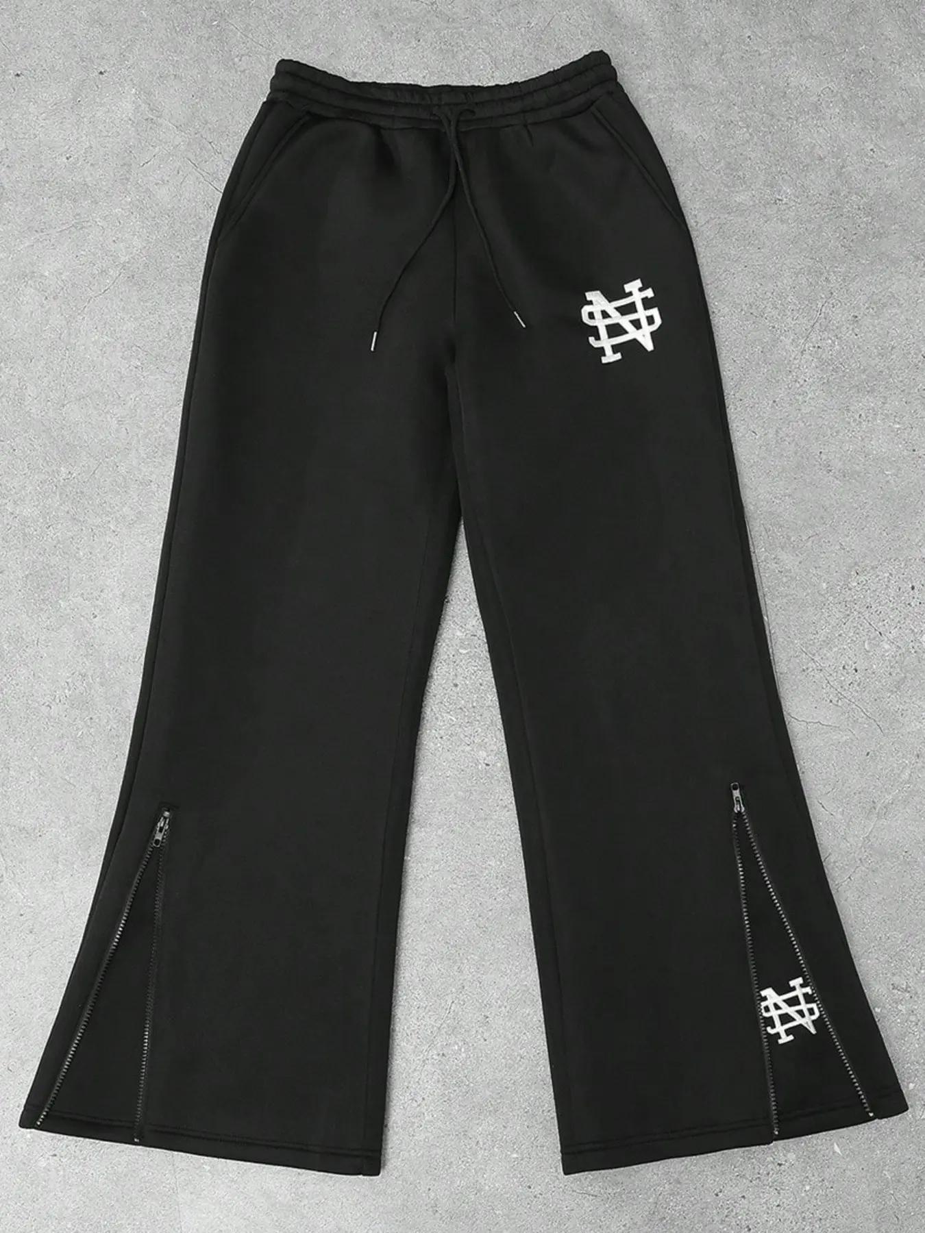 Men's Side Split Zipper Flare Sweatpants | Drawstring Waist Casual Athletic Pants | Streetwear Bottoms for Fall Winter Daily Wear