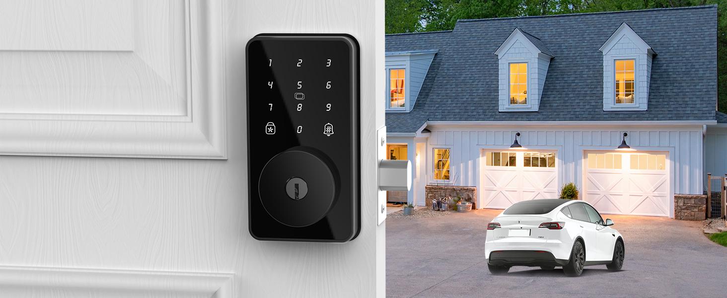 Lock, Door Lock for Front Door, 6 Code Door Lock with, Bluetooth Deadbolt, App