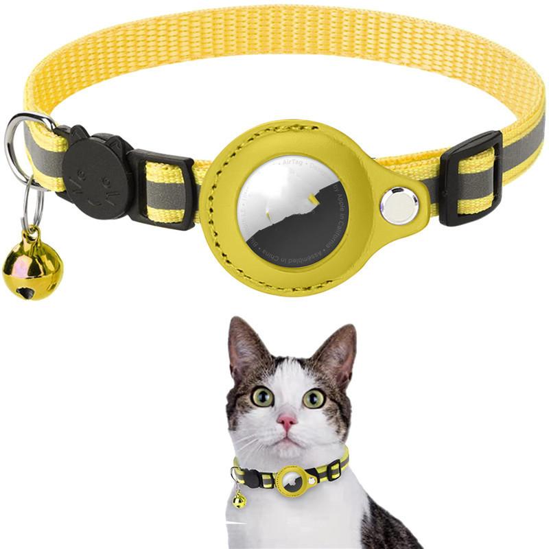 Reflective Collar Waterproof Holder Case for Airtag Air Tag Airtags Protective Cover Cat Dog Kitten Puppy Nylon Collar in Red Yellow Purple Black Pink Orange Sky Blue for Four Seasons Universal Use