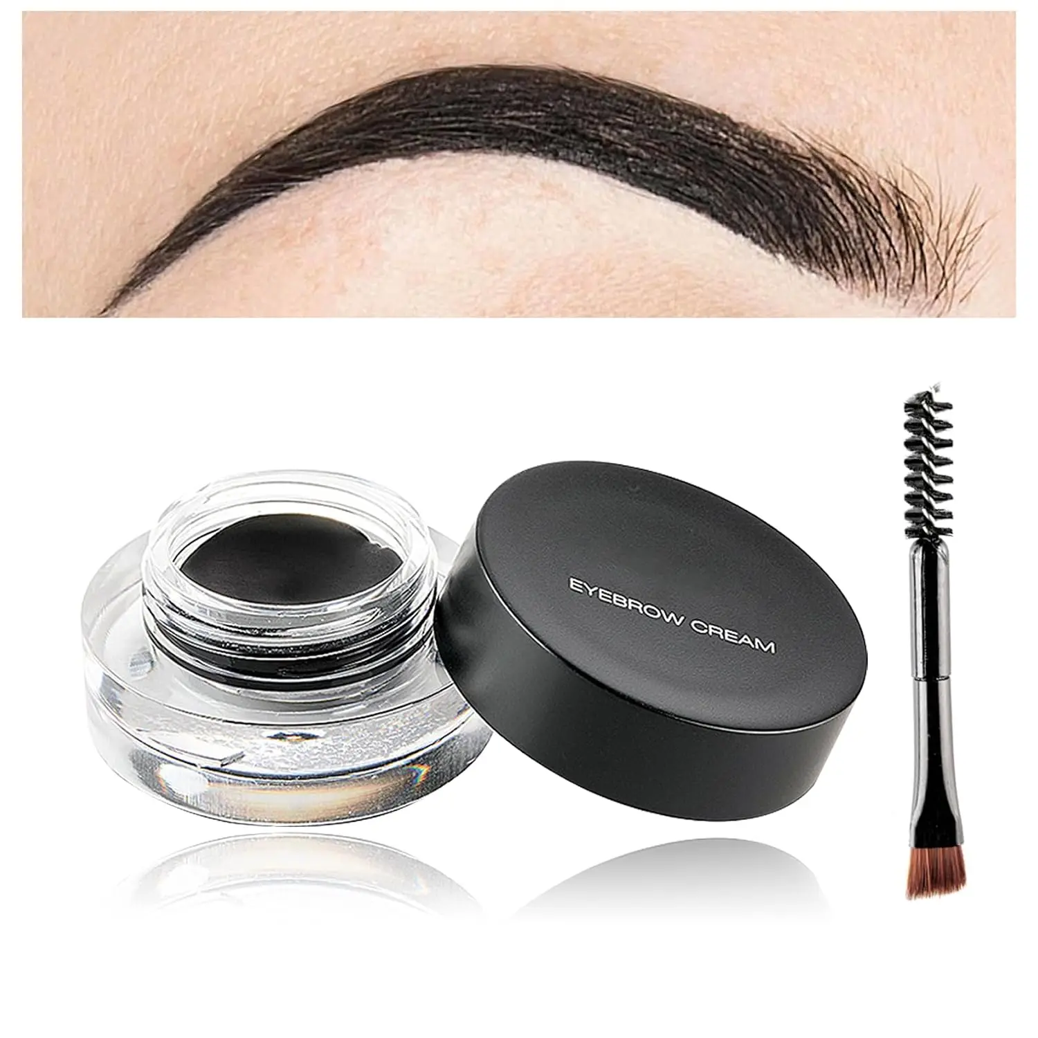 Eyebrow Pomade Cream with Brush, Waterproof Long Lasting, Black |   Naturally Delicate Smooth Brow Pomade Gel, High-Pigment & Smudge-Proof, Eye Makeup Cosmetics Shading Kit for Women
