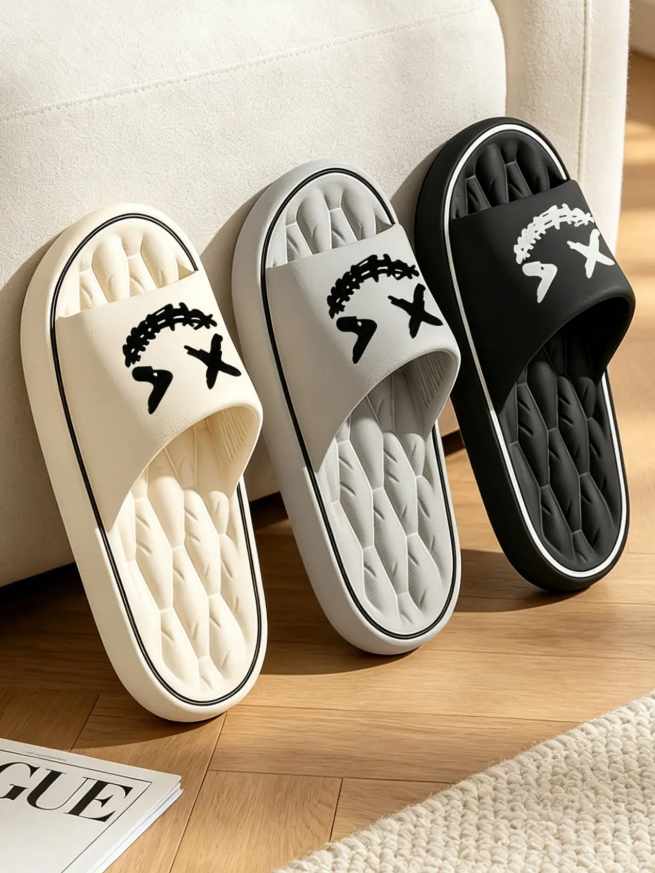 Lightweight soft-soled slippers, skin-friendly and comfortable, versatile printed non-slip Trendy Casual Slippers for couples Letter Print Slides (Runs small, please order one size up)