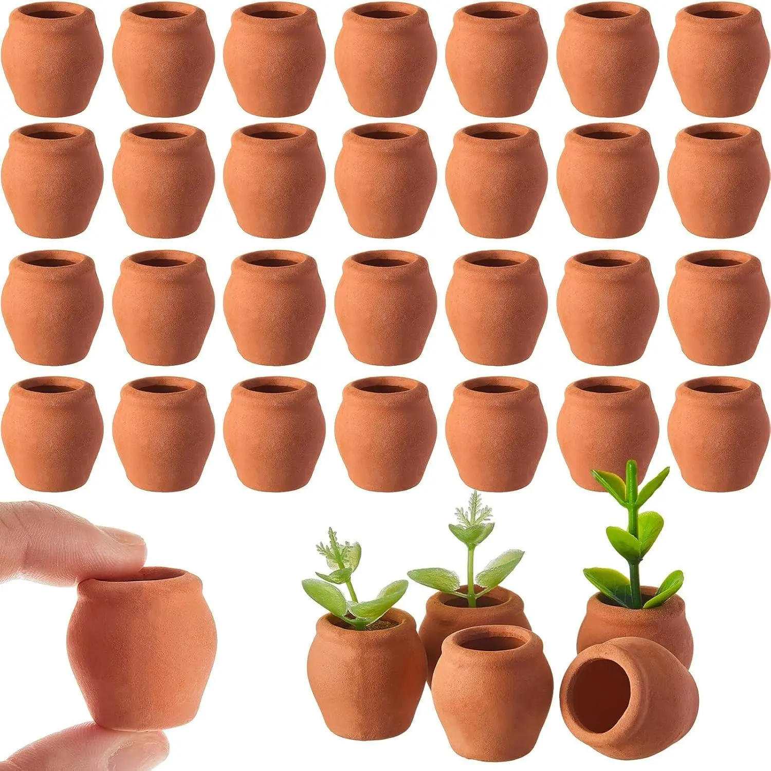 40 Pcs 0.9 x 0.75 Inch Small Mini Clay Pots Terracotta Clay Small Flower Doll House Flower Pot for Crafts DIY Garden Plants and Office Desktop Windowsill Decoration