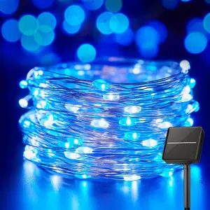 Solar String Lights for Outside, 33Ft 100 LED Outdoor Solar Fairy Lights, 8 Modes Balcony Lights for Tree Patio Christmas Party Decor (Blue and White)fidget toys