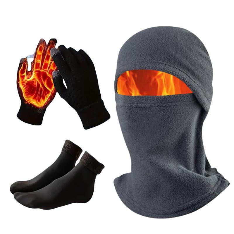 3pcs Winter Essentials Set: Touchscreen-Friendly Gloves, Thick Fleece-Lined Socks & Windproof Balaclava with Ear Protection perfect holiday party favor plush green candlestick easy cut wooden peanut  chain jacquard design Free Standing Pumpkin Decorations