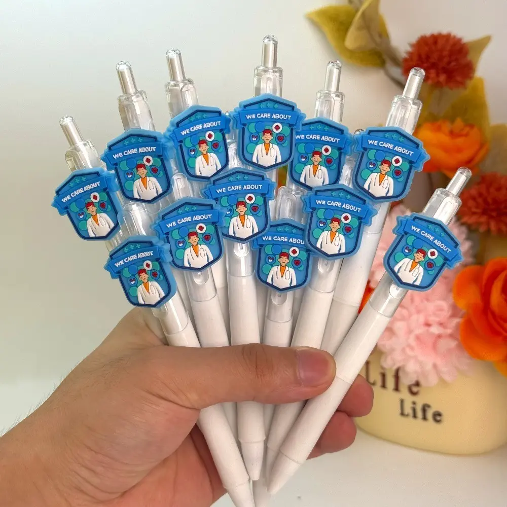 20/30pcs Cute Medical Badge Press Pen, Doctor Theme Gel Pen, Smooth Writing Planner Pen, Perfect Gift for Nurses and Hospital Staff