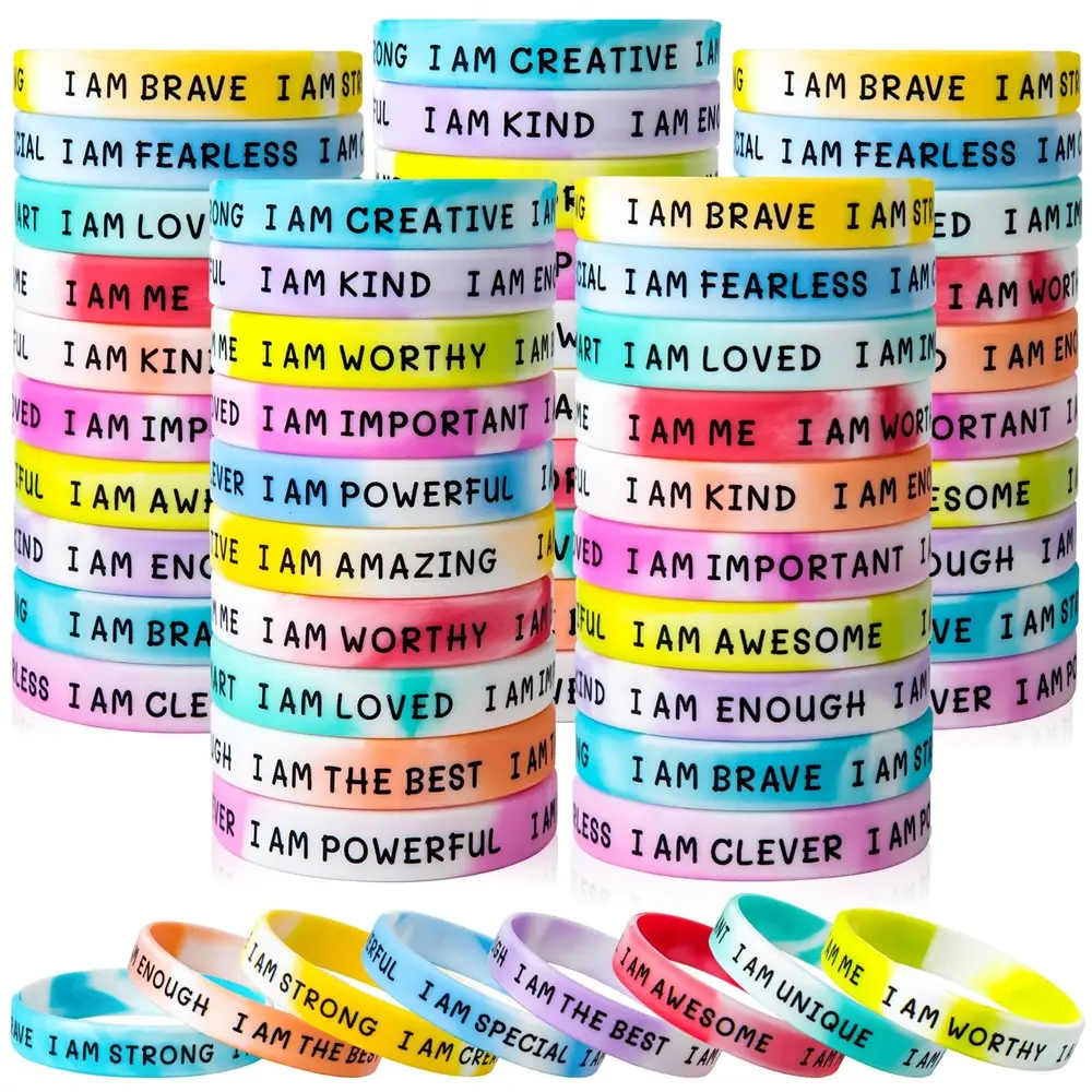 60 Inspiring Quotes Silicone Wristbands, Colorful Motivational Bands for Team Events, Parties, Gifts, Perfect for Group Activities