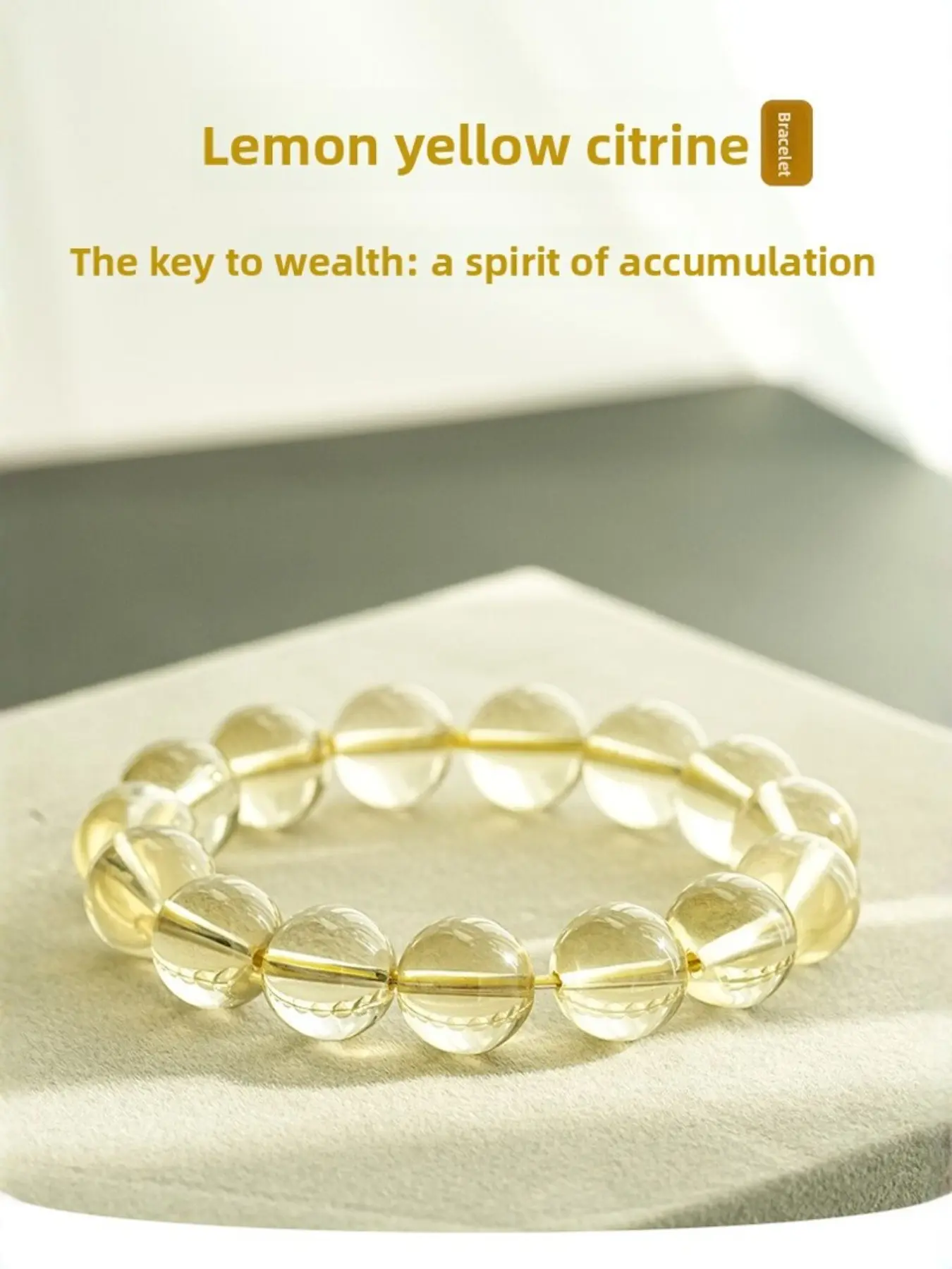 1pcs Natural Crystal Bracelet for Women, Lemon Crystal Bead Single Circle Bracelet, Energy Attraction and Wealth Bringing