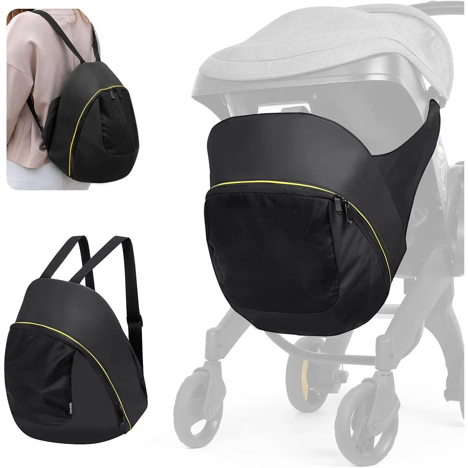 Large Capacity Storage Bag for Doona Infant Car Seat Stroller, Wearable Backpack Diaper Bag, Water-Repellent Lightweight Stroller Organizer with Easy Access Zipper for Baby Travel Essentials