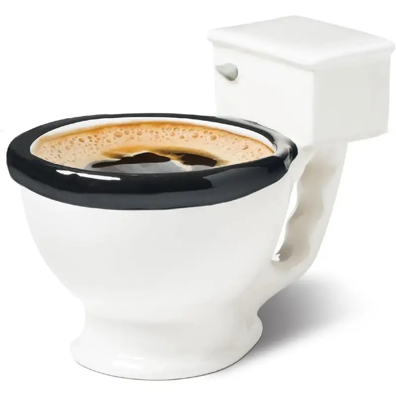 12oz Ceramic Toilet Seat Funny Mug - Novelty Gag Gift, White Elephant Present for Adults, Default Drinkware for Happy Birthday Occasions, Humorous Gift
